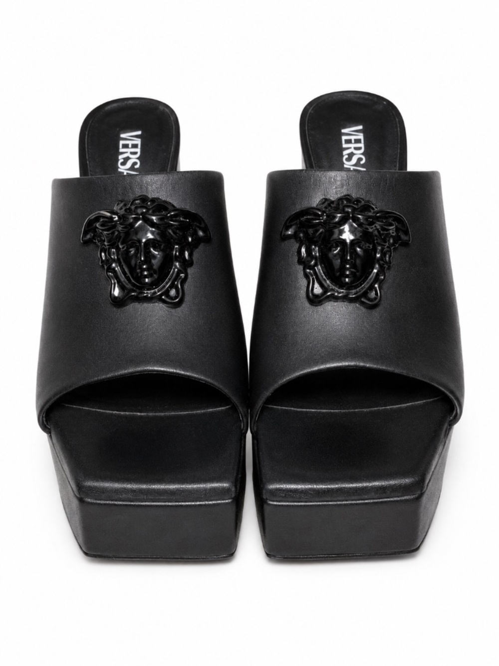 Versace Black Medusa Platform Mule Heels Size 37